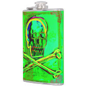 Calavera Skull Geek NFT Art Green Red Flachmann (Links)