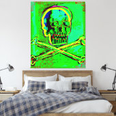 Calavera Skull Geek NFT Art Green Red Leinwanddruck (Insitu (Schlafzimmer))