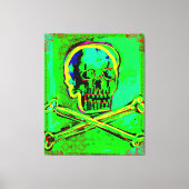 Calavera Skull Geek NFT Art Green Red Leinwanddruck (Vorderseite)