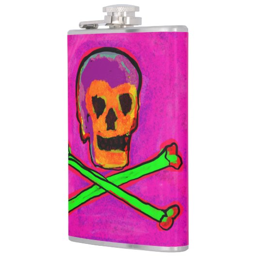 Calavera Skull Geek NFT Art Lila Pink Green Flachmann (Links)