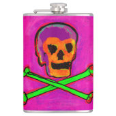 Calavera Skull Geek NFT Art Lila Pink Green Flachmann (Vorderseite)