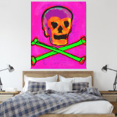 Calavera Skull Geek NFT Art Lila Pink Green Leinwanddruck (Insitu (Schlafzimmer))