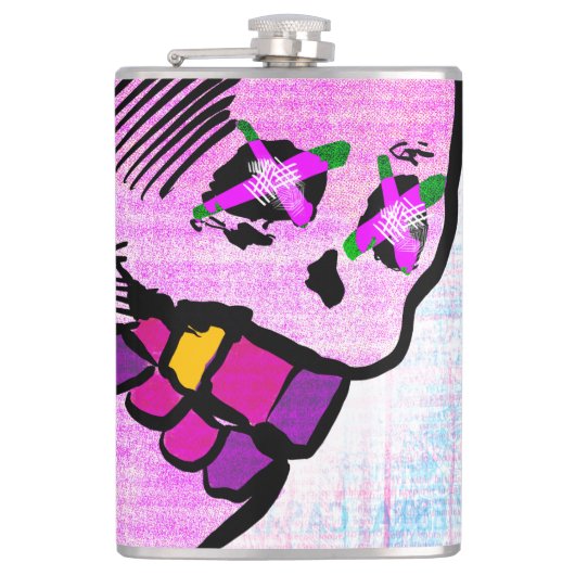 Calavera Skull Geek NFT Art Pink Lila Flachmann (Vorderseite)