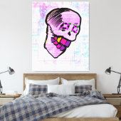 Calavera Skull Geek NFT Art Pink Lila Leinwanddruck (Insitu (Schlafzimmer))
