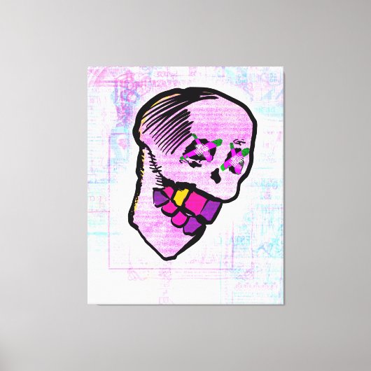 Calavera Skull Geek NFT Art Pink Lila Leinwanddruck (Vorderseite)