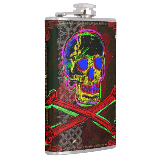 Calavera Skull Geek NFT Art Red Black Blue Flachmann (Rechts)