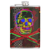 Calavera Skull Geek NFT Art Red Black Blue Flachmann (Vorderseite)