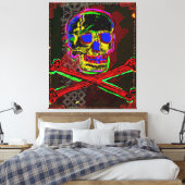 Calavera Skull Geek NFT Art Red Black Blue Leinwanddruck (Insitu (Schlafzimmer))