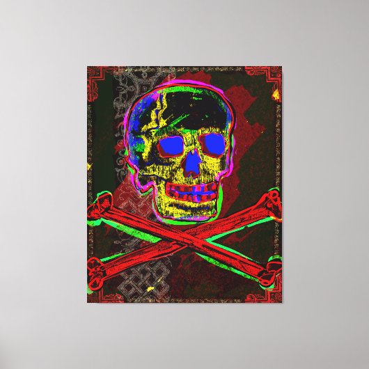 Calavera Skull Geek NFT Art Red Black Blue Leinwanddruck (Vorderseite)