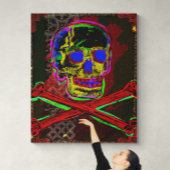 Calavera Skull Geek NFT Art Red Black Blue Leinwanddruck
