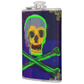 Calavera Skull Geek NFT Art White Gold Green Blue Flachmann (Links)