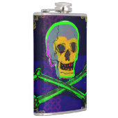 Calavera Skull Geek NFT Art White Gold Green Blue Flachmann (Rechts)