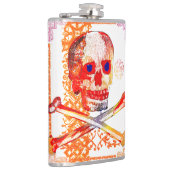 Calavera Skull Geek NFT Art White Orange Blue Eye Flachmann (Rechts)