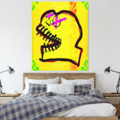 Calavera Skull Geek NFT Art Yellow Black Lila Leinwanddruck (Insitu (Schlafzimmer))