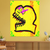 Calavera Skull Geek NFT Art Yellow Black Lila Leinwanddruck (Insitu (Wohnzimmer))