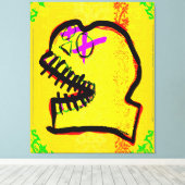 Calavera Skull Geek NFT Art Yellow Black Lila Leinwanddruck (Insitu (Holzboden))
