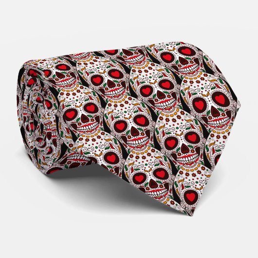 Calavera Skull Neck Tie für das Kühne und Daring Krawatte (Gerollt)