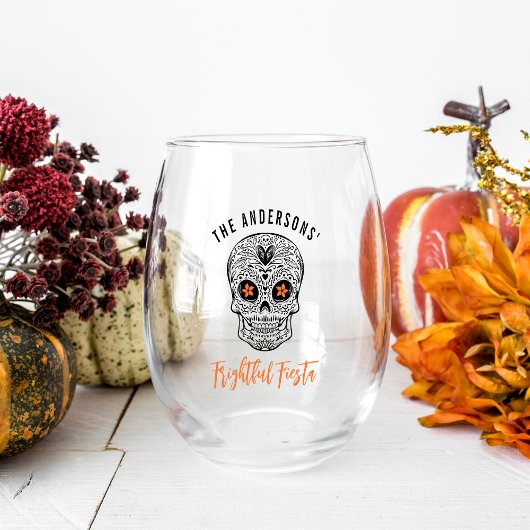 Calavera Skull Personalisiert Halloween Weinglas Ohne Stiel