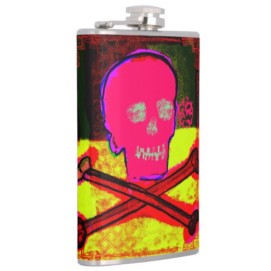 Calavera Skull pgeek NFT Art Red Black Yellow Flachmann (Rechts)