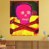 Calavera Skull pgeek NFT Art Red Black Yellow Leinwanddruck (Insitu (Wohnzimmer))