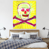Calavera Skull pgeek NFT Art Yellow Green Leinwanddruck (Insitu (Schlafzimmer))