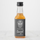 Calavera Skull Sie wurden zu Halloween gebootet Alkoholflaschenetikett (Vorderseite)