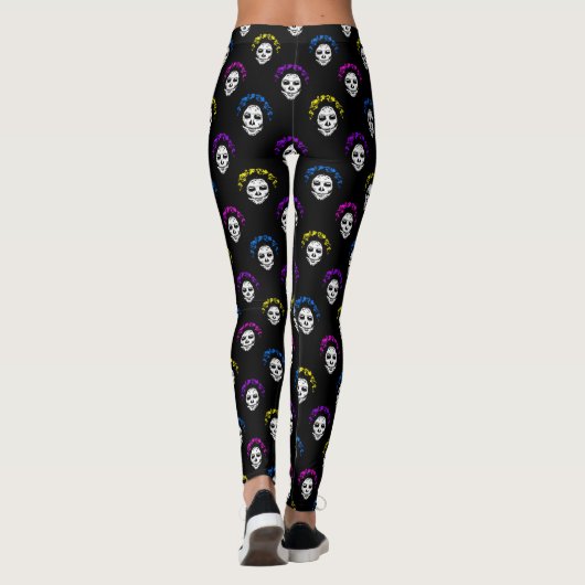 Calavera Skulls Pop Art Style Leggings (Rückseite)