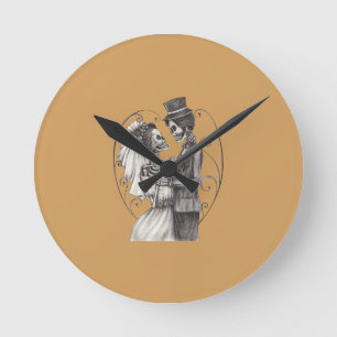 Calavera Tag der Zeichnend Toten Bräutigam Runde Wanduhr