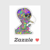 Calavera Totenkopf raucht Zigarette Aufkleber (Blatt)