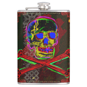 Calavera Totenschädel pGeek NFT Kunst Rot Schwarz  Flachmann