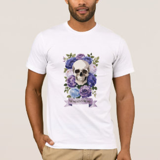 Calavera vintage con rosas púrpuras – Memento Mori T-Shirt