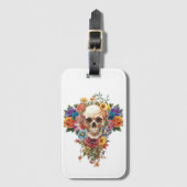 Calavera y flores gepäckanhänger (Vorderseite Vertikal)