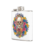 Calavera y flores Petaca de vinilo Flachmann (Links)