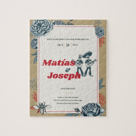 Calaveras (Gay) Einladung zur Hochzeit (Farbe 4) Puzzle (Vertikal)