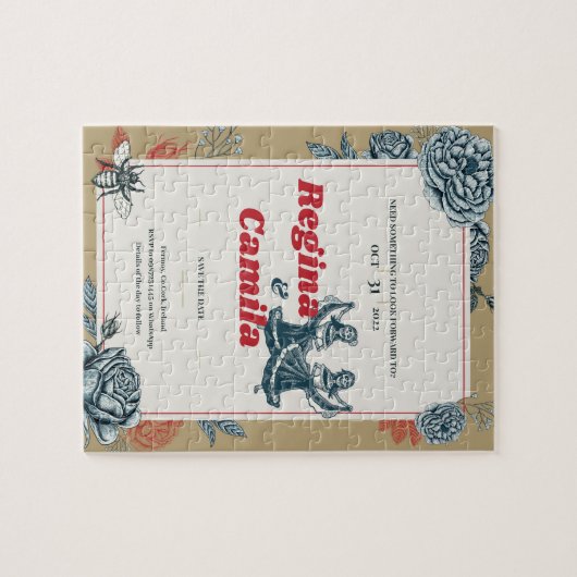 Calaveras (Lesben) Einladung zur Hochzeit (Farbe 4 Puzzle (Horizontal)