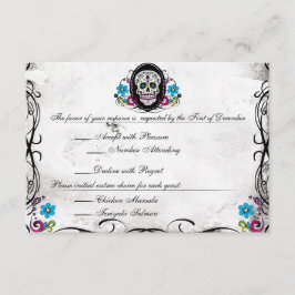 Calaveras Sugar Skull & Schnörkel Empfang Card Begleitkarte