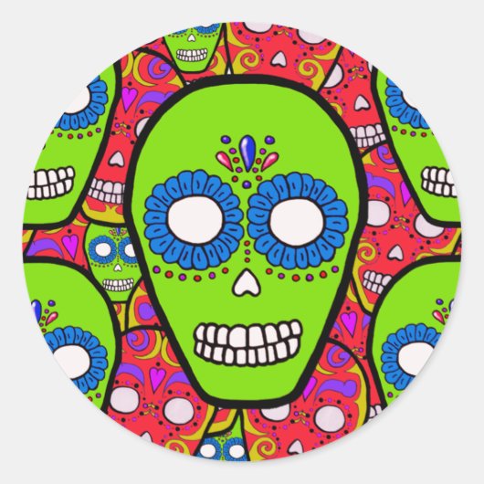 Calaveras Sugar Skulls Runder Aufkleber (Vorderseite)