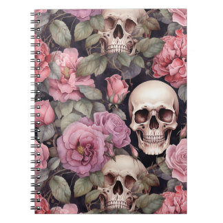 Calaveras y Rosas Vintage – Arte Gótico Floral Notizblock