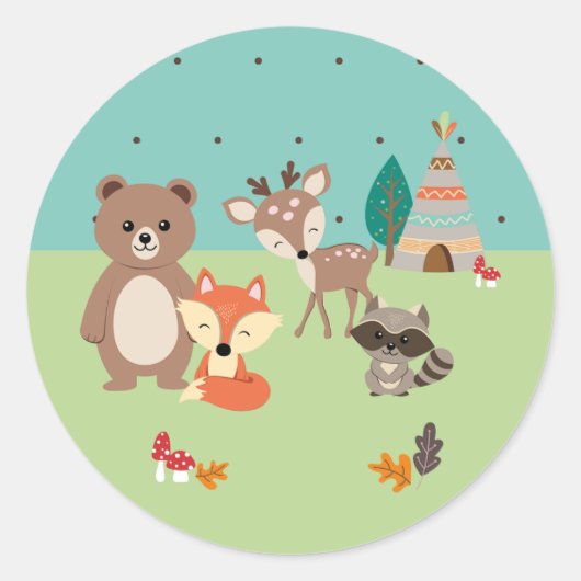 Calcomanía Animalitos del bosque Runder Aufkleber (Vorderseite)
