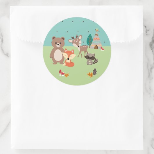 Calcomanía Animalitos del bosque Runder Aufkleber (Tasche)