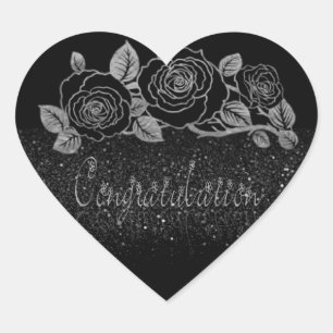 Calcomanía en forma de corazón con felicidades Herz-Aufkleber