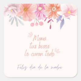 Calcomanía floral delicada día de la madre quadratischer aufkleber