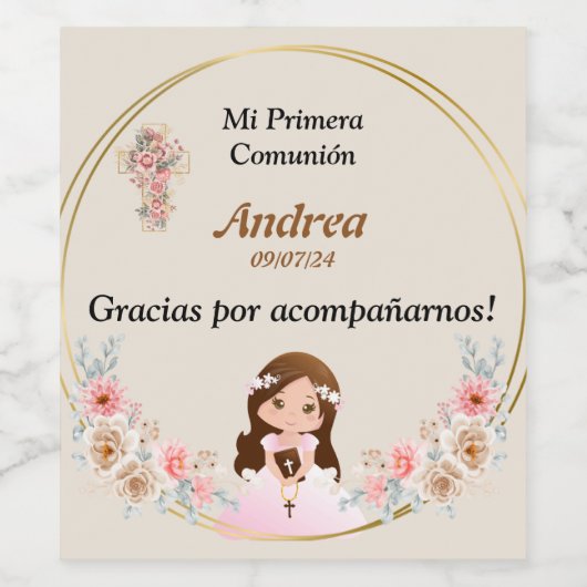 Calcomanía primera comunion weinetikett (Einzelnes Label)