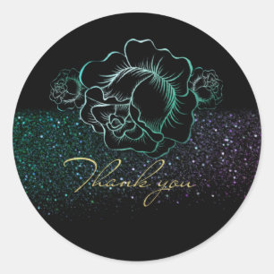 Calcomanía redonda con rosas y purpurina runder aufkleber