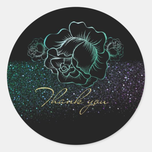 Calcomanía redonda con rosas y purpurina runder aufkleber (Vorderseite)