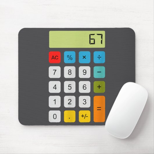 Calculator 67 Six Seven Funny Math Meme Mousepad (Mit Mouse)