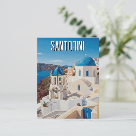 Caldera View Santorini Griechenland Cyclades Trave Postkarte (Stehend Vorderseite)