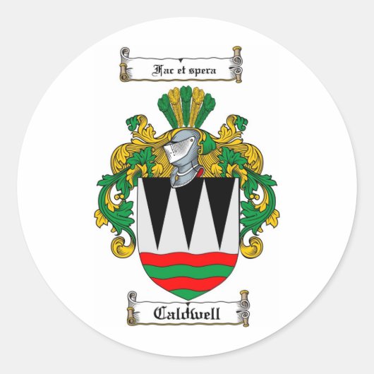 CALDWELL-FAMILIENWAPPEN - WALDBÜCHER RUNDER AUFKLEBER (Vorderseite)