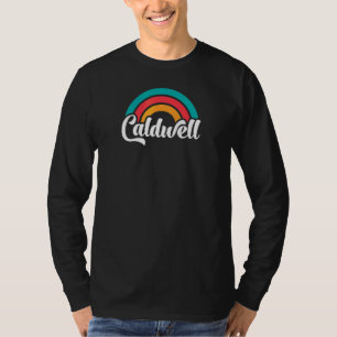 CALDWELL ID Retro-Schrift mit Regenbogen T-Shirt