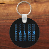 Caleb Blue Custom Boy Name Button Schlüsselanhänge Schlüsselanhänger (Vorderseite)